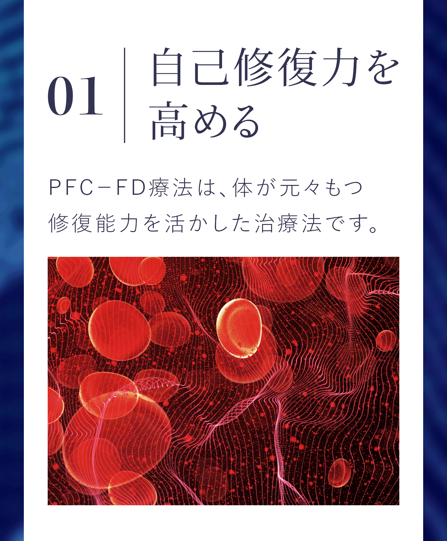 01|自己修復力を高める PFC−FD療法は、体が元々もつ修復能力を活かした治療法です。