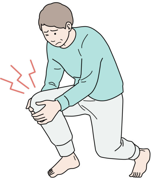 変形性膝関節症による膝痛に悩む男性