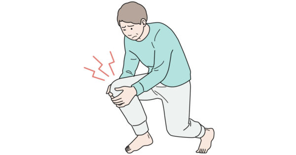 変形性膝関節症による膝痛に悩む男性